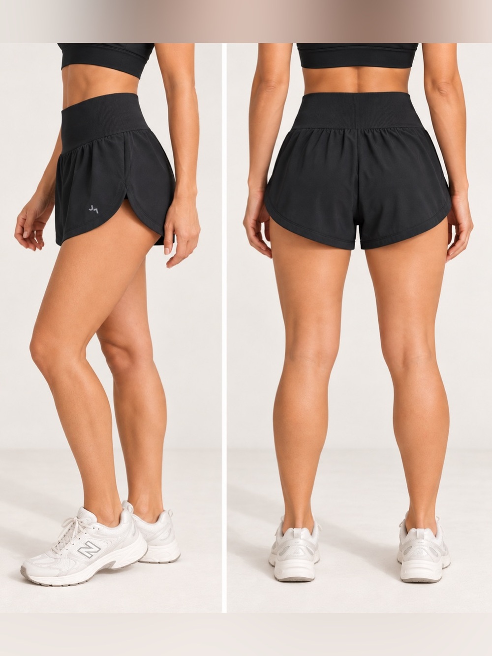 JoyLab High Rise Ribbed Waist Running Shorts Black XS - Picture 2 of 10